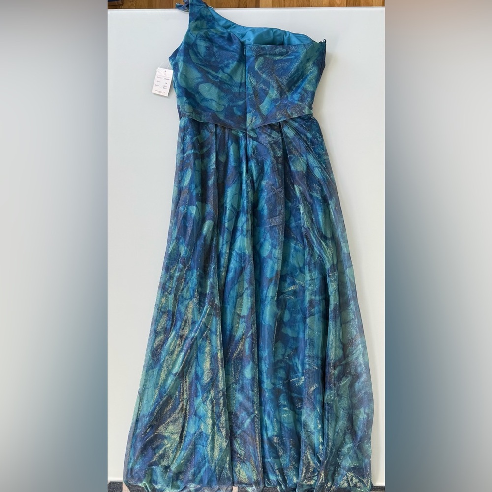 NWT Rene Ruiz Collection Blue Multi One-Shoulder Gown Size 12 - Picture 10 of 11